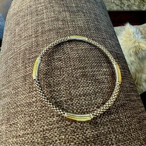 Lagos Sterling and 18k Gold Caviar 4 Station 8” Bangle Bracelet